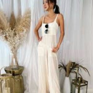 Elan Ivory Sleeveless Jumpsuit